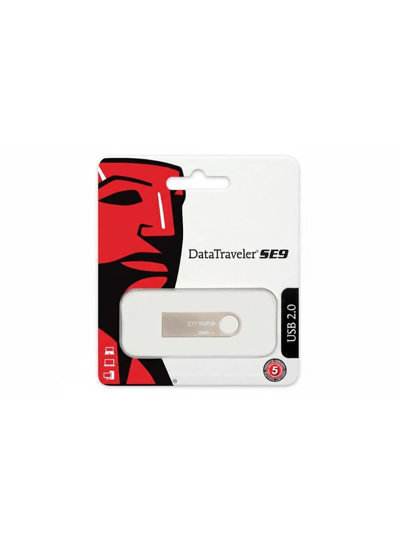 فلاش درايف DataTraveler SE9 معدني USB 2.0 بسعة 32GB - تصميم مدمج بدون غطاء